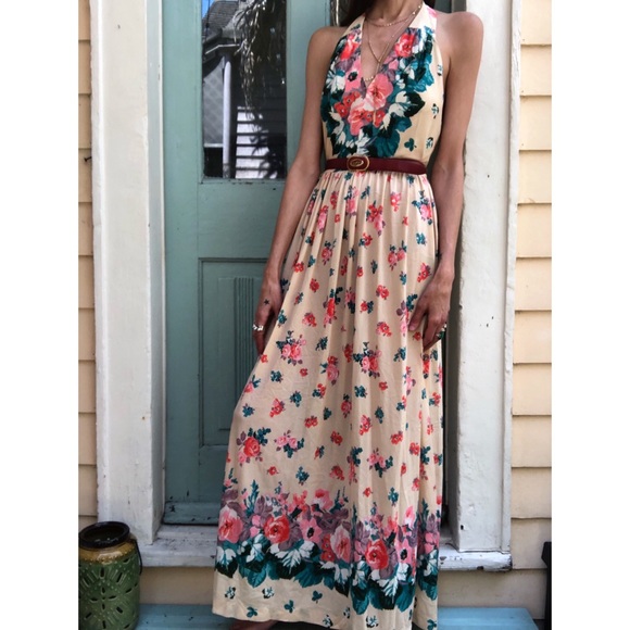 Vintage 70s halter maxi dress - Picture 2 of 7